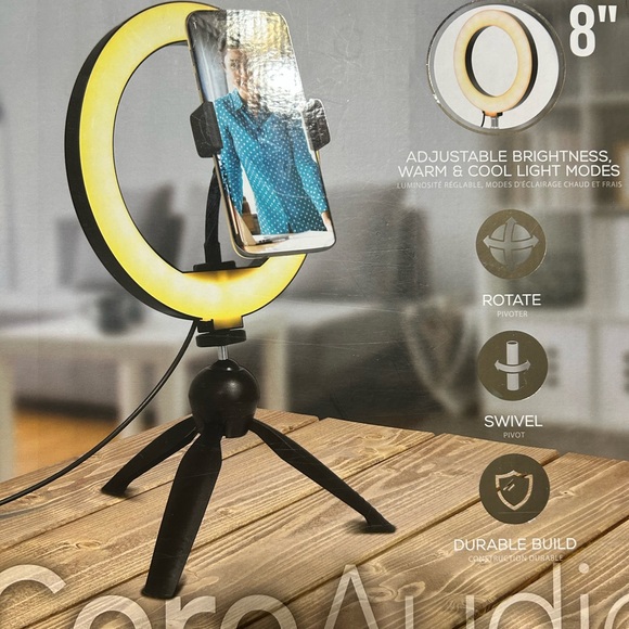 Selfie ring light with smart phone stand 8 inches round, core audio brand - Picture 4 of 4